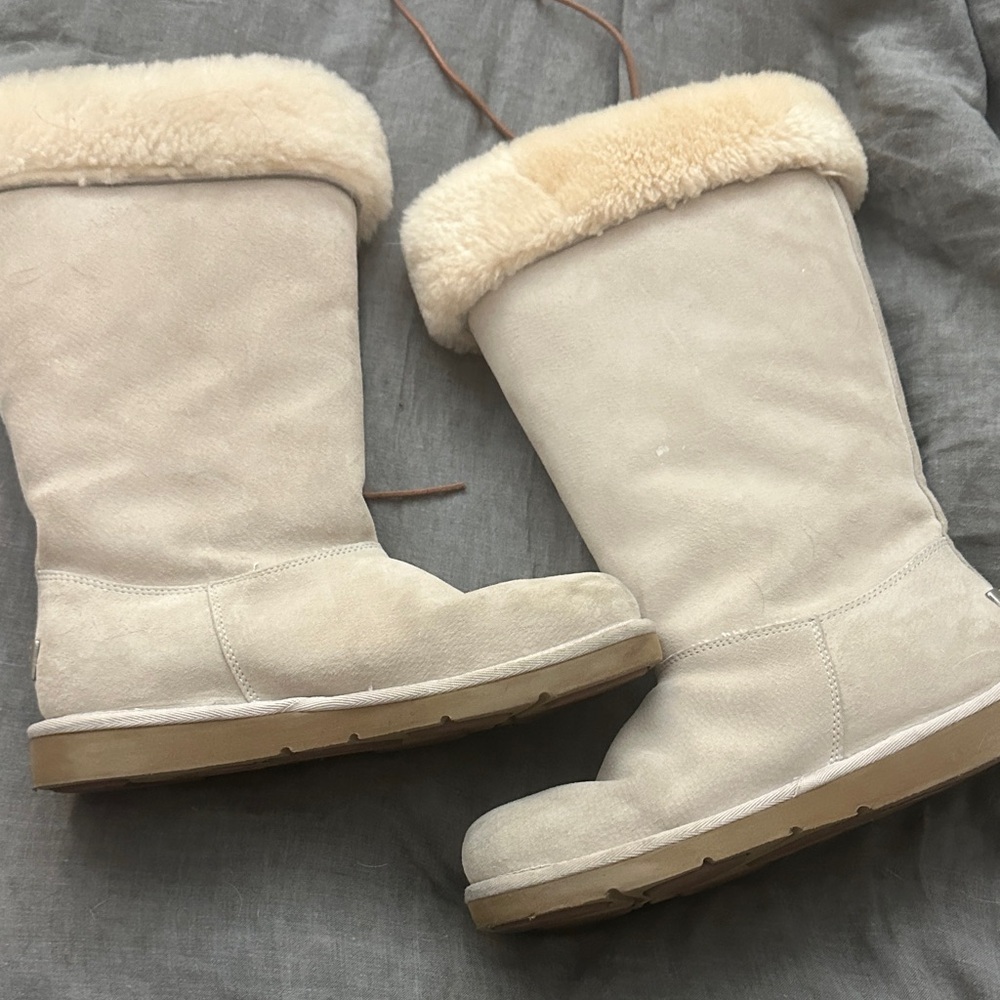 Women's Cream Fur-Lined Boots - Picture 5 of 6